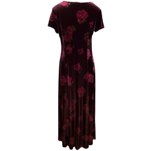 VTG 90s Square Neck Rose Print Maxi Dress Sz 10 Red Pink Floral Whimsygoth 90s - Picture 3 of 7